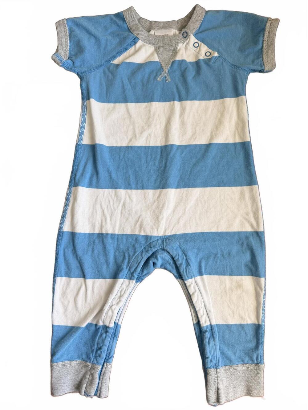 2T Hanna Andersson 85cm Blue Striped Coverall Jumpsuit Play Wear